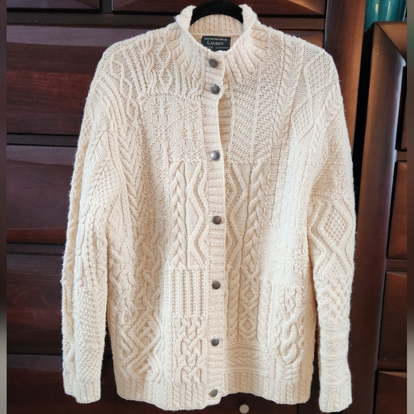 Lauren Ralph Lauren Sweaters - Lauren Ralph Lauren Cream Cable Knit Button-Up Sweater
